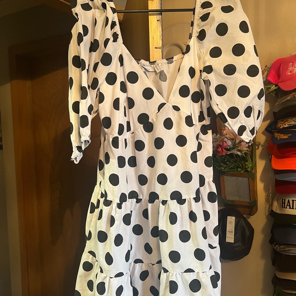 ASOS White and Black Polka Dot Dress